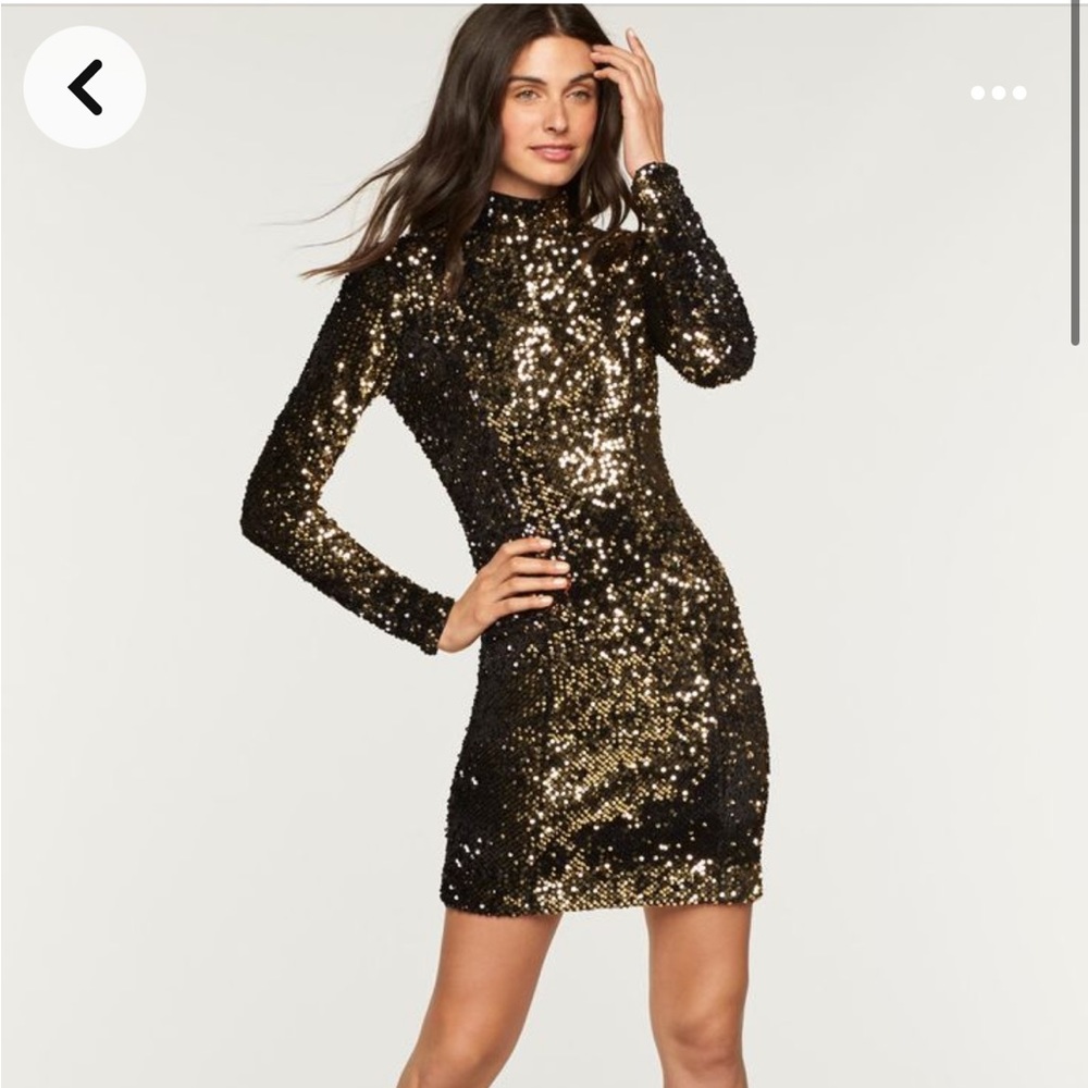 Milly long-sleeved, gold sequined cocktail dress SZ 6
